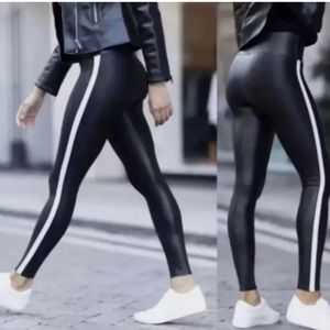 SPANX Faux Leather‎ Black Side Stripe Legging XS